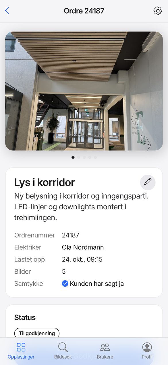 Godkjenning av en jobb i Knipso